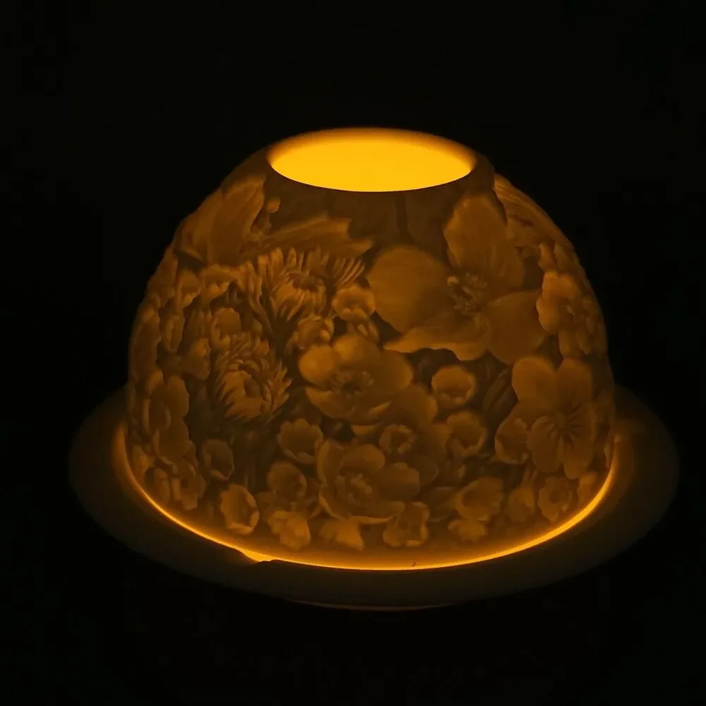 Fairy Lamp Bernardaud Lithophane Votive Light  Wildflowers No Box France